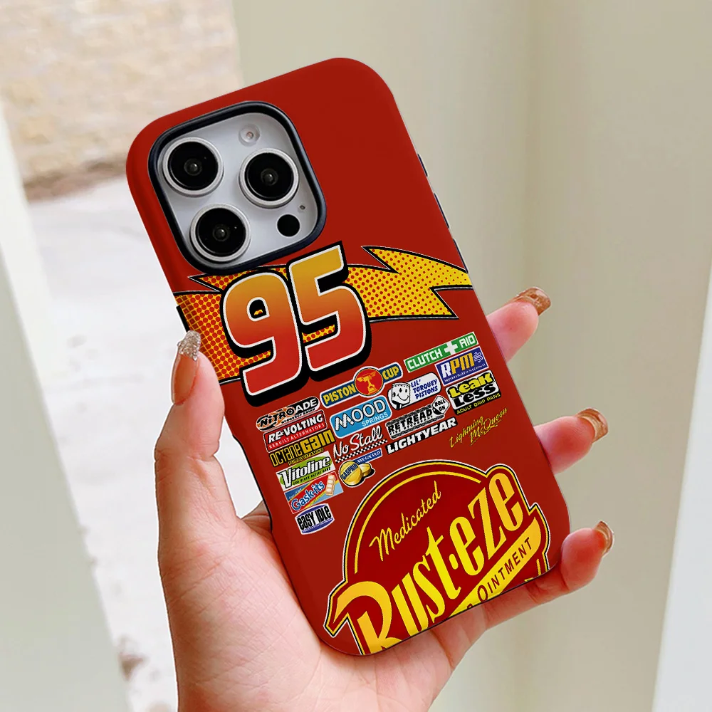Чехол для телефона Cars Lightning McQueen 95 iPhone 16 15 14 13 12 11 Pro Max Plus магнитная двухслойная