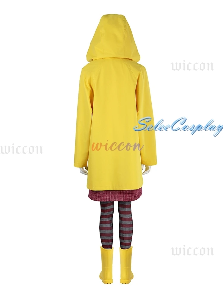Коралина Косплей Костюм Ужасы Сказочные Фильмы Желтое Пальто Секретная Дверь