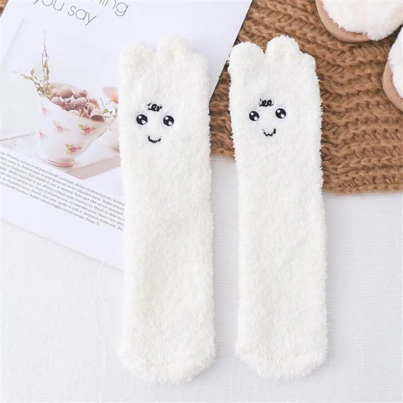 Fashion Women's Fruit Fuzzy Socks 10 Pairs/Set Kawaii Avocado Cherry Coral Patterned Female Ladies Floor Sleep Sock