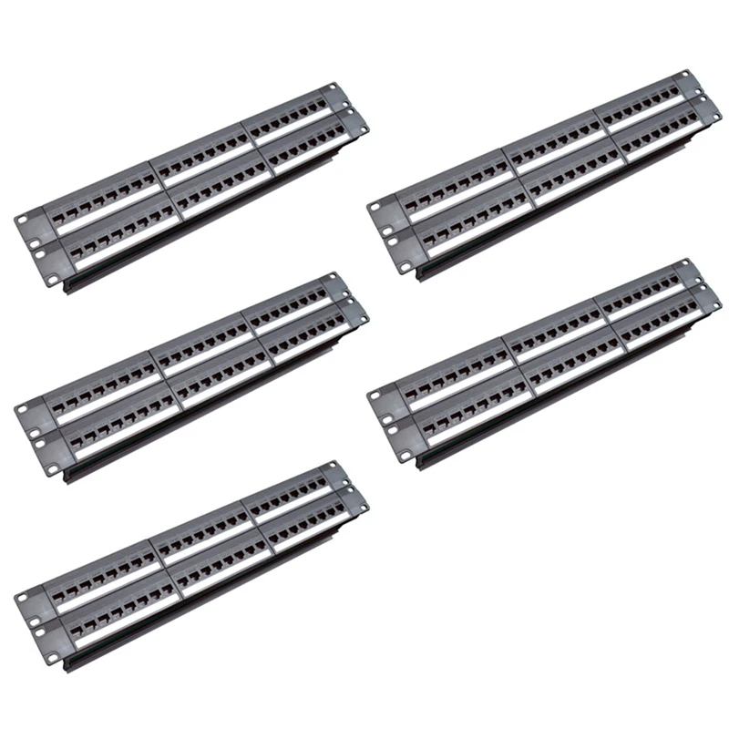 

5X 19Inch 1U Cabinet Rack Pass-Through 24 Port CAT6 Patch Panel RJ45 Contact Port (RJ45 Contact Port) Modular Frame