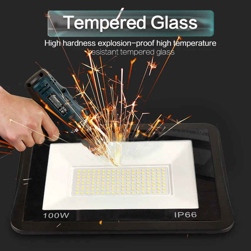 Водонепроницаемый Светодиодный Прожектор Marpou Ip66 Черный 100 Вт Наружное Настенное