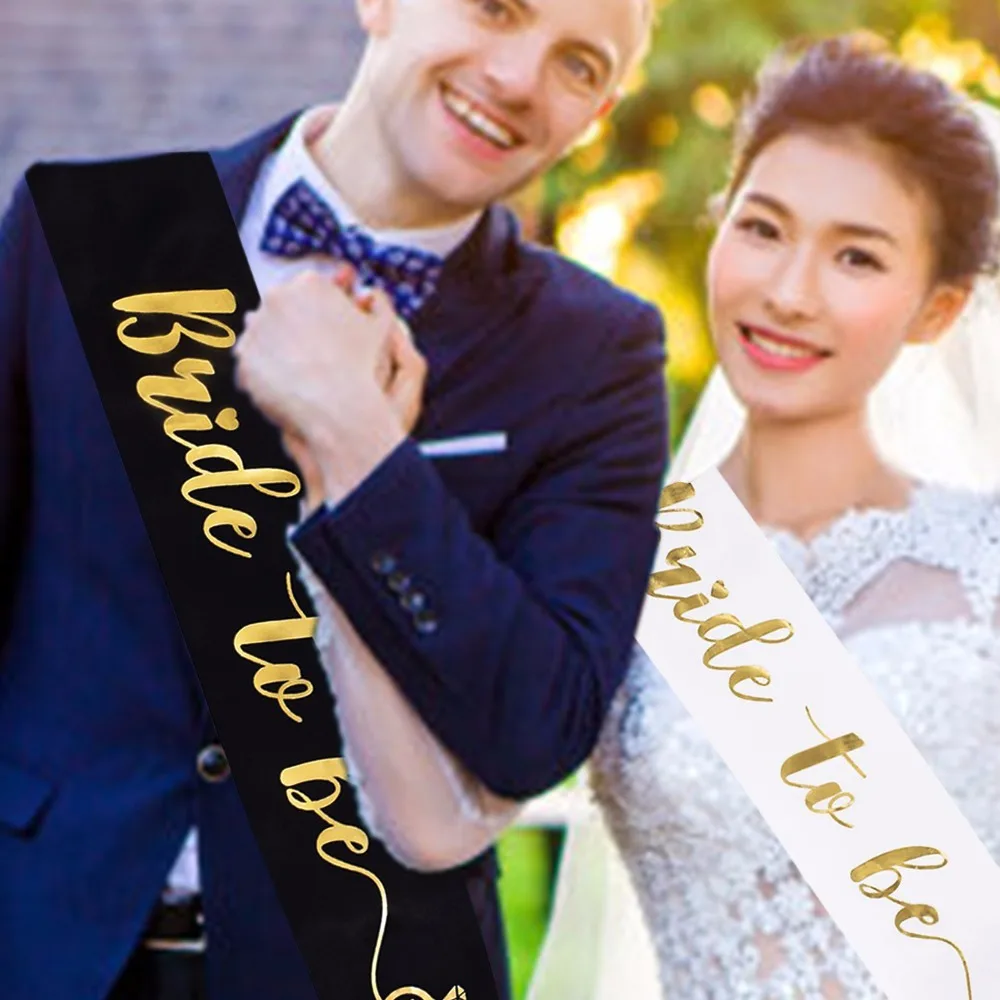 

Bachelorette Party White Black Bridal to Be Gold letter Bridesmaid Sash Bride Sash Bridal Shower Party Nightclub Girl Decor