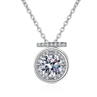htotoh s925 sterling silver round 1 carat d color moissanite diamond necklace for women cute romantic pendants