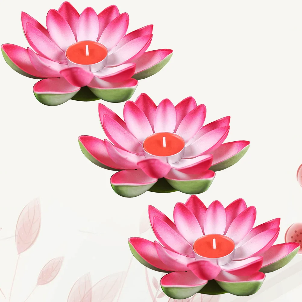 

3 Pcs Lanterns Decorative Decorate Lotus Shape Light Blessing Lamp Festival