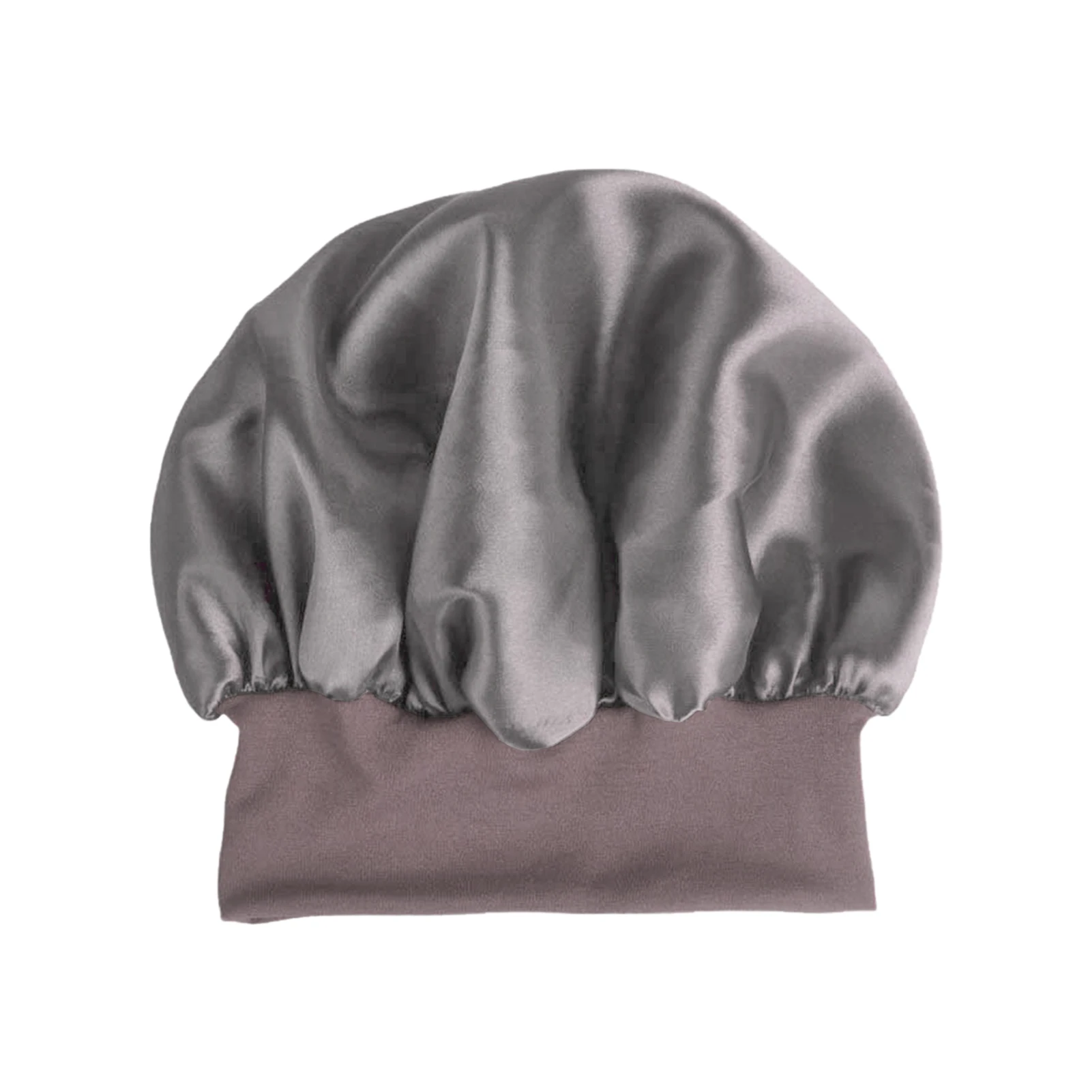 

Solid Soft Satin Stretch Bonnet Women Sleeping Cap Head Cover Fashion Wide Elastic Band Hat Chemotherapy Shower Hair Wrap Night