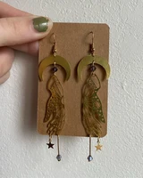 celestial hand earrings drop earrings witchy earrings
