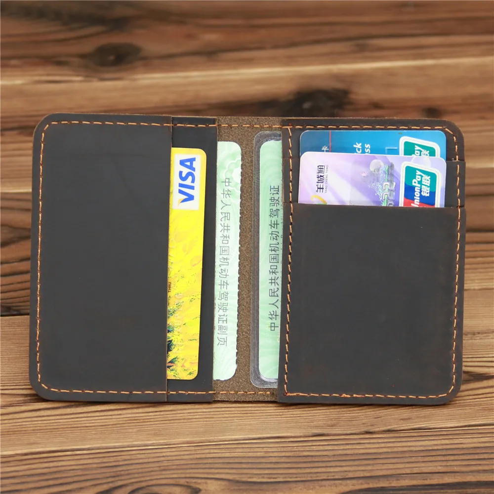 Credit ID Card Holder for Men Vintage Crazy Horse Leather Card Case Business Women Slim Card Wallets Driver's License Cover