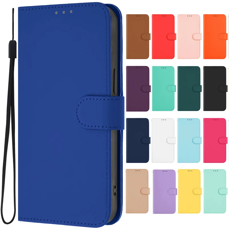 Однотонный чехол Etui G85 G55 G45 G35 для Motorola Moto G64 G84 G54 G14 G34 G04 G24 G73 G53 E14 цветной кожаный