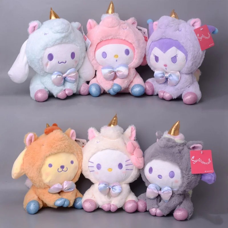 

Sanrio Kawaii Hello Kitty Melody Japanese New Unicorn Plush Pendant Cute Girl Heart Cinnamon Roll Kuromi Pacha Dog Plush Toy