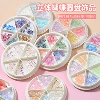 1box 3d resin butterfly nail art charms sequins ab multi design nail decorations for pressing ornament accessories on gel nails