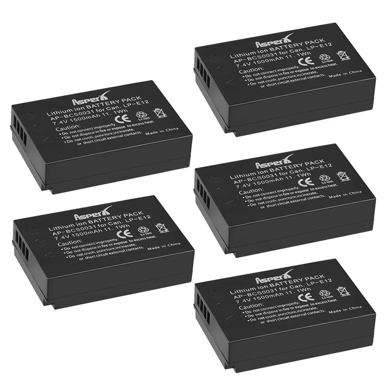 

5Pcs 1500mAh LP-E12 Bateria LPE12 LP E12 Camera Battery Batteries For Canon EOS 100D Kiss X7 Rebel SL1 EOS M10 DSLR Accessories