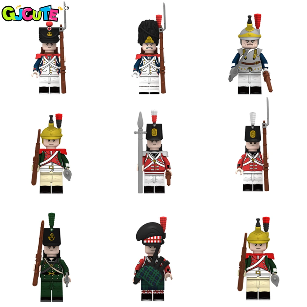 

Napoleonic Wars Series Building Blocks Military Soldiers Figures British Fusilier Rifles Bagpiper Weapons Bricks Kids Toys