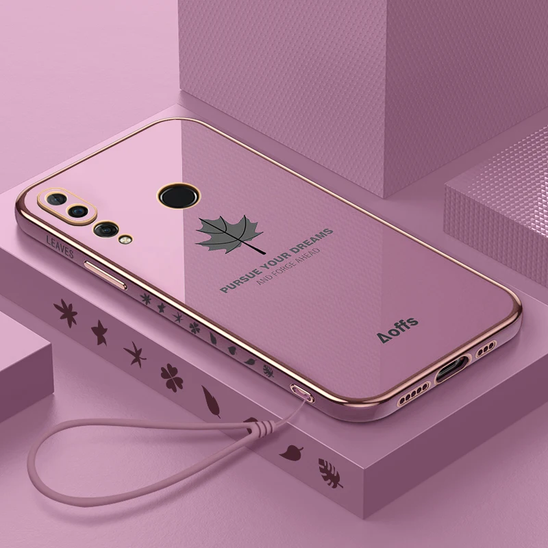 P30lite роскошный чехол с Кленовым листом на ремешке для Huawei P30 Lite P20 P40 Pro P Smart Z Plus квадратный чехол для Honor 20s Mate 20