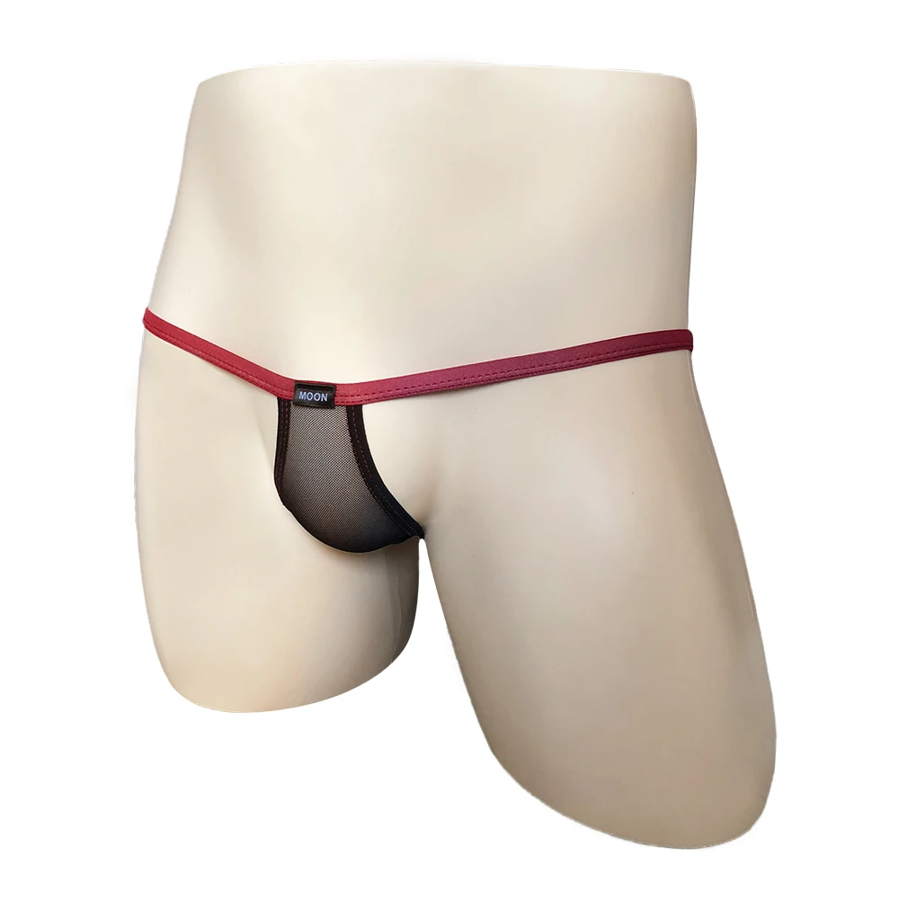 

Men's Sexy Thongs Bikini G-String Low Waist Briefs Big Pouch Smooth Underwear Elastic Ice Silk Panties Breathable Lingerie