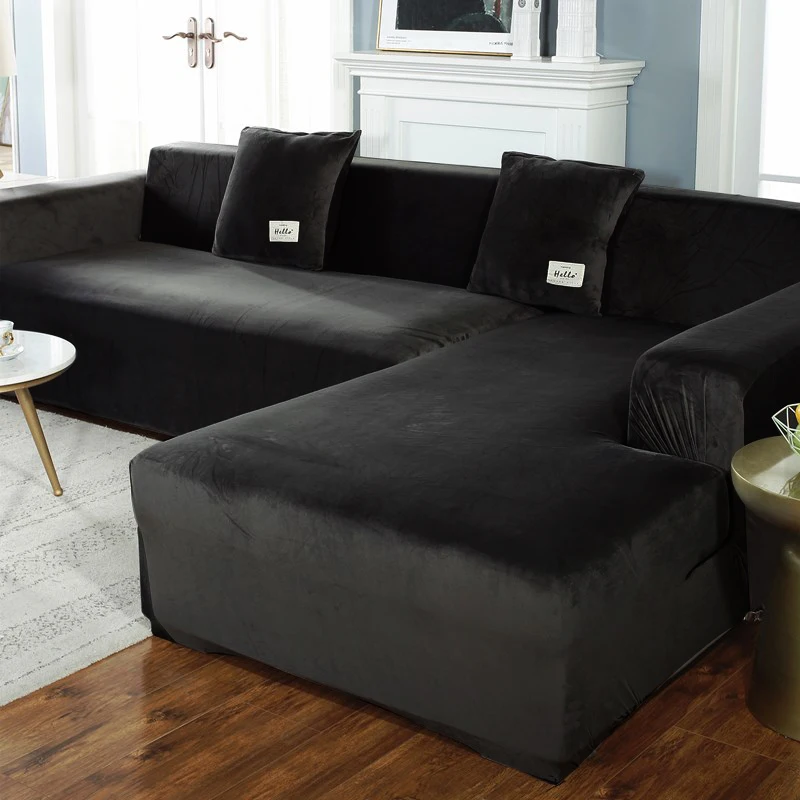 

Velvet Plush L Shaped Sofa Velvet Covers for Living Room Elastic Couch Slipcover Chaise Longue Corner Stretch Sofa Cover