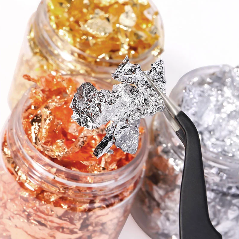 

1Jar(5G/10G)Gold/Silver Nail Foils Patch Nail Flakes Foils Sequins Nail Art Decorations Sequins Chunky Flakes DIY Craft