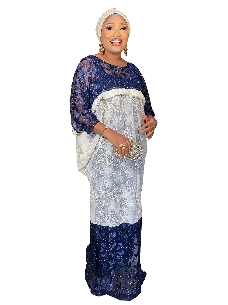 

Элегантные мусульманские африканские платья для женщин, традиционные Дашики, белые кружевные бубоу, Турция, Свадебная вечеринка, кафтан, Макси-платья, женское