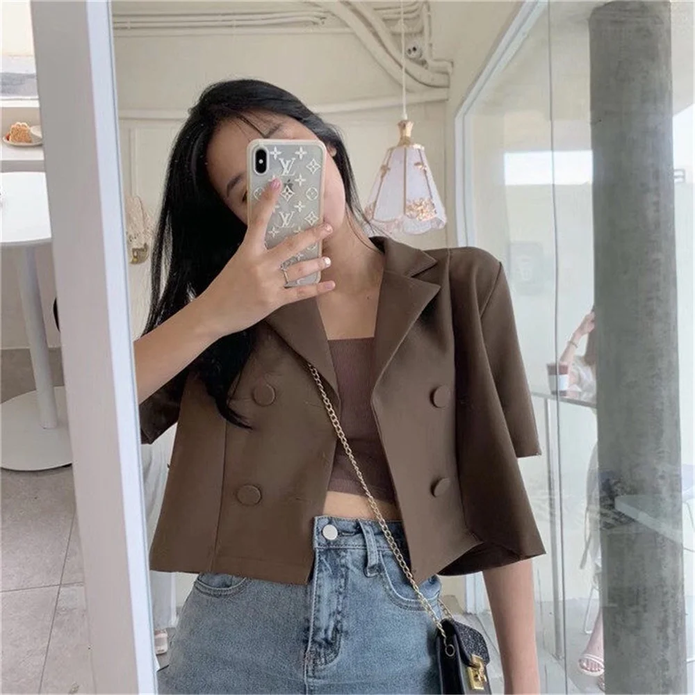 

Ihkke Korean Blazer Double Breasted Short Sleeve Suit