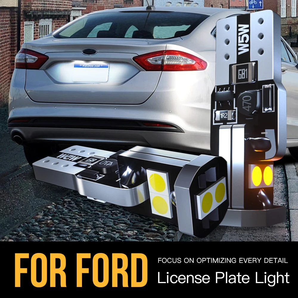 2 шт. W5W T10 Светодиодные лампы для номерного знака Для Ford C-Max Fiesta Fusion Galaxy Ka + 3 Kuga Mondeo