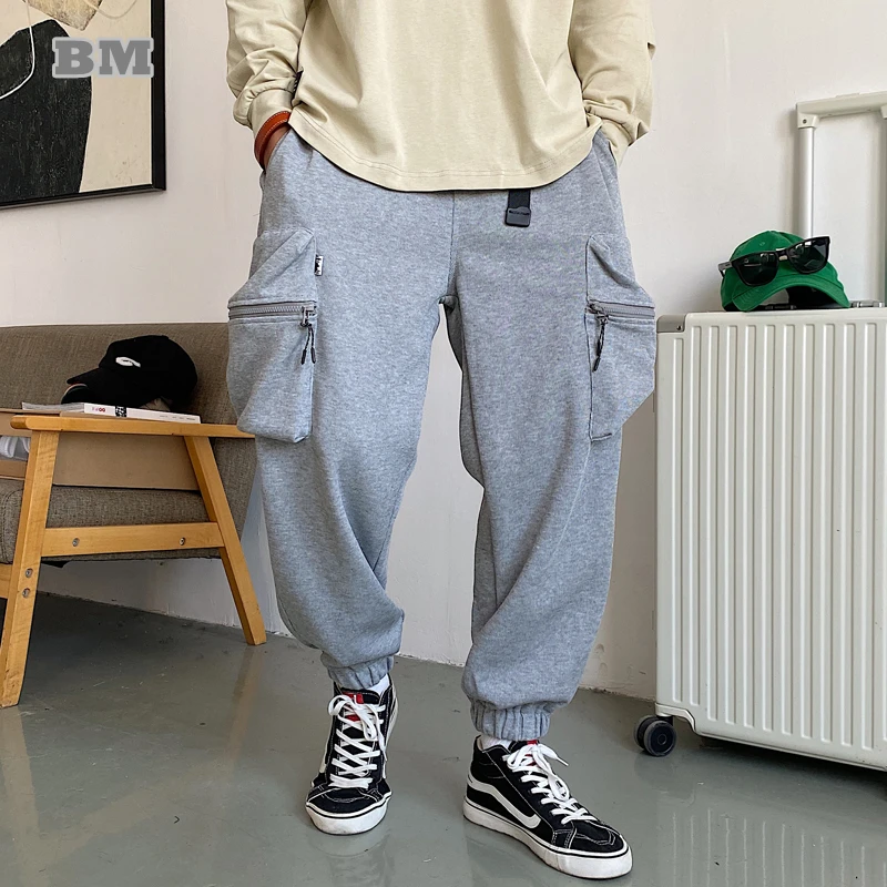 Japanese Streetwear Fashion Harem Sweatpants Harajuku Solid Color Casual Jogging Pants Oversized Running Sports Joggers Trousers