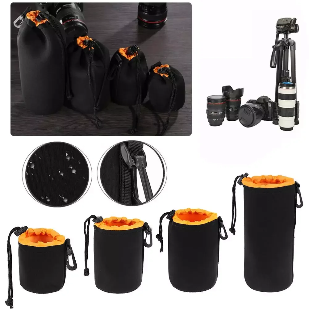 

Soft Neoprene Camera Lens Pouch Bag Drawstring Protector Case Padded Camera Lens Bag Case For Sony Canon