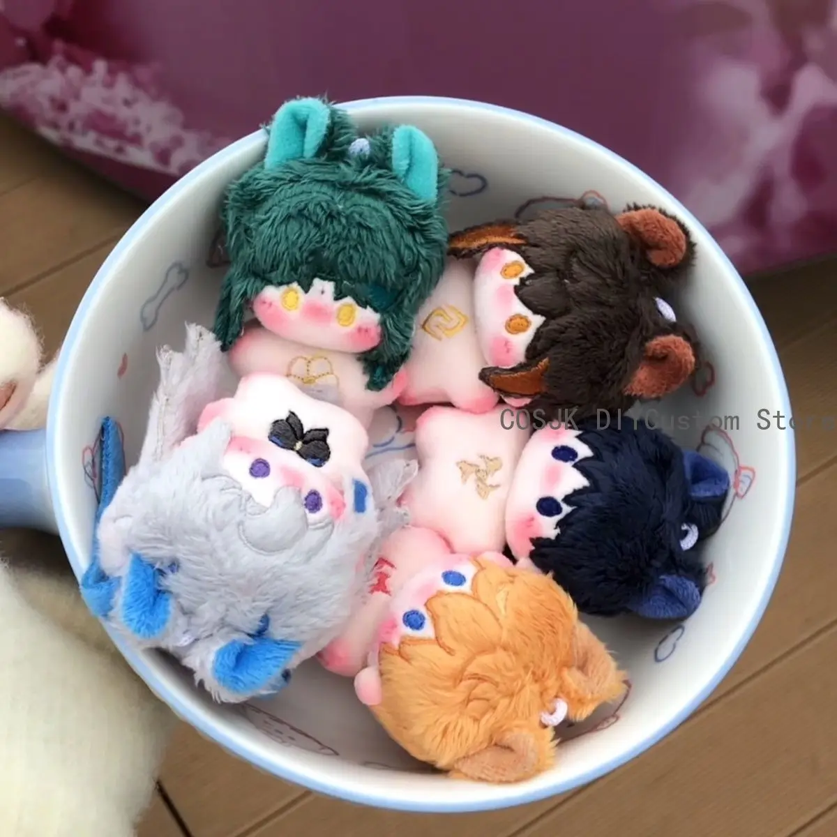 Фото Kawaii Genshin Impact Tartaglia Xiao Neuvillette Wanderer Zhiongli 5 см мини плюшевая фигурка кулон брелок пушистый подарок маумте №1