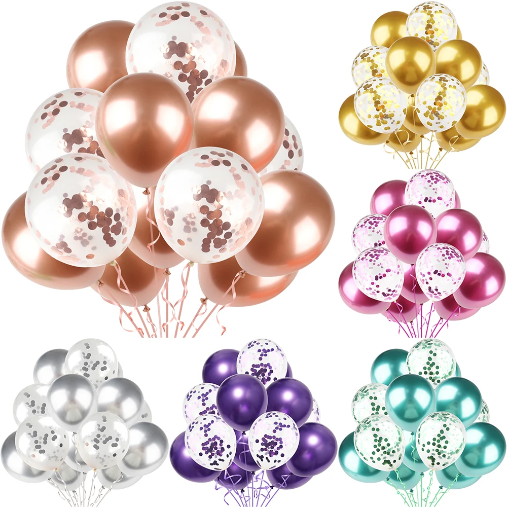 Набор металлических шаров с конфетти 10/12 дюймов