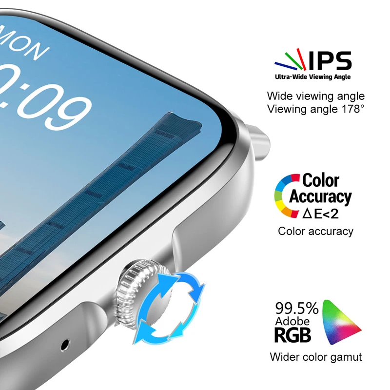 1.9 Inch 2022 New Smart Watch NFC Rotary Button GPS Track Bedside Lamp Mode Wireless Charging Bluetooth Call Series 7 Smartwatch