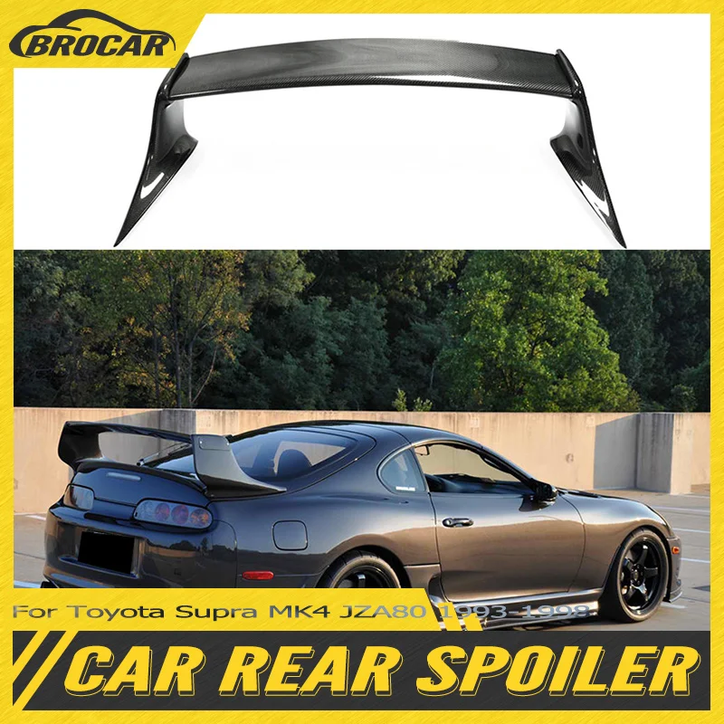

For Toyota Supra MK4 JZA80 1993-1998 High Quality Real Carbon Fiber/FRP Color Roof Spoiler Trunk Lip Cover Splitter Car Tuning