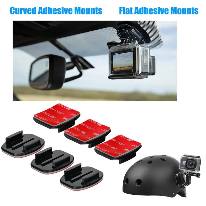 3M Curved Flat Mounts Adhesive Sticker for GoPro Hero 8 Black 9 7 5 Xiaomi Yi 4K Mijia SJCAM Action Go Pro Camera - Цена: 256.04