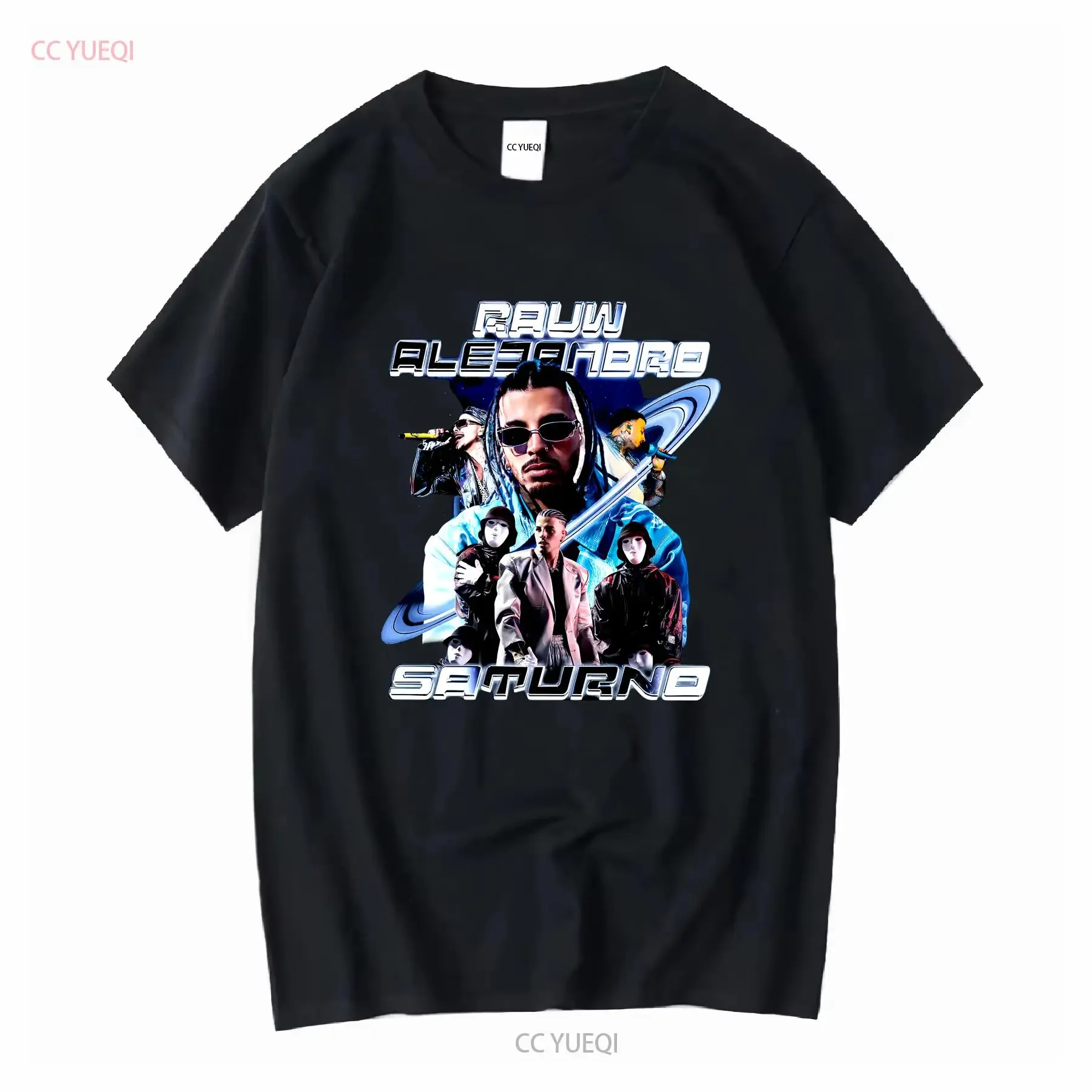 Фото Футболка Rauw Alejandro Saturno Latino Tour 2023, все размеры S 2345XL, с длинными или короткими рукавами, винтажная, слегка повседневная, мягкая №1