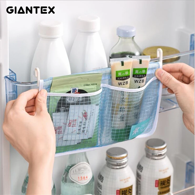 

Холодильник сетчатый мешок для хранения портативная приправа еда Закуски Чистая сумка двойной отсек висячая сумка кухонные принадлежност...