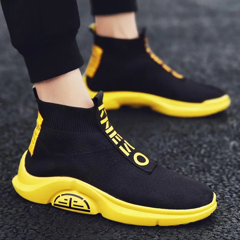 

ventilation men sneakers 2022 news mesh Boy's sports shoes sport running basketball brand Ankle boots boty yellow