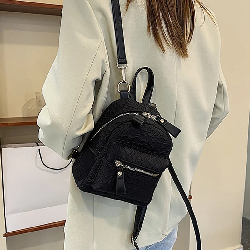 

Kawaii Women's Backpack Soft Shoulder Bags for Women Fashion Female Backpack Black Purses Small School Bags for Girls Travel Bag