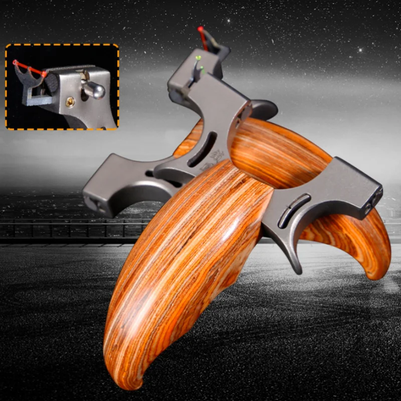 

Shooting Slingshot Camshaft Stainless Steel Head + Wooden Handle Use Flat Rubber Band Outdoor Hunting Competition Sling Shot