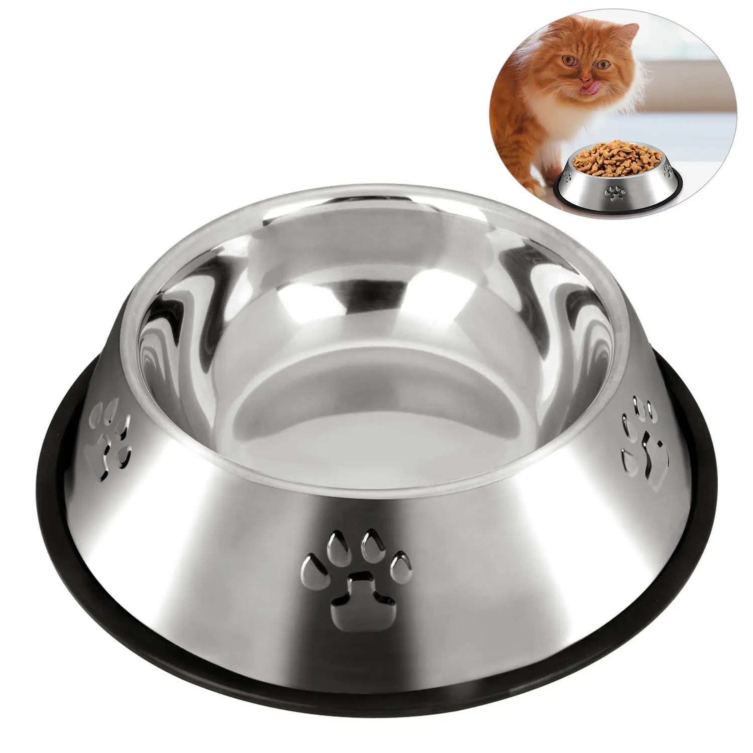 

New Dog Cat Bowls Stainless Steel Travel Footprint Feeding Feeder Water Bowl For Pet Dog Cats Puppy Outdoor Food Dish 4 Sizes