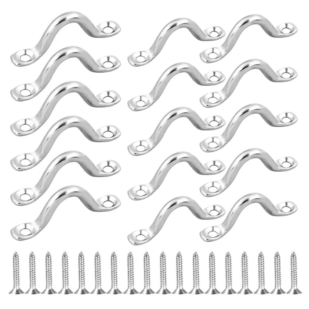 

16 Pieces Pad Eye Plate Stainless Steel Staple Ring Hooks Portable Canoe Boat Rigging Tie Down Plates Hardware