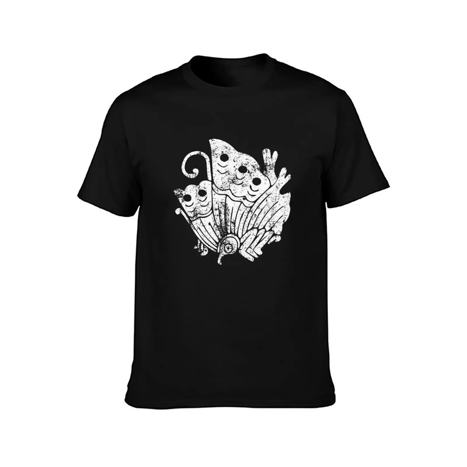 Taira Clan · White Mon Потертая футболка заготовки топы больших размеров мужская с