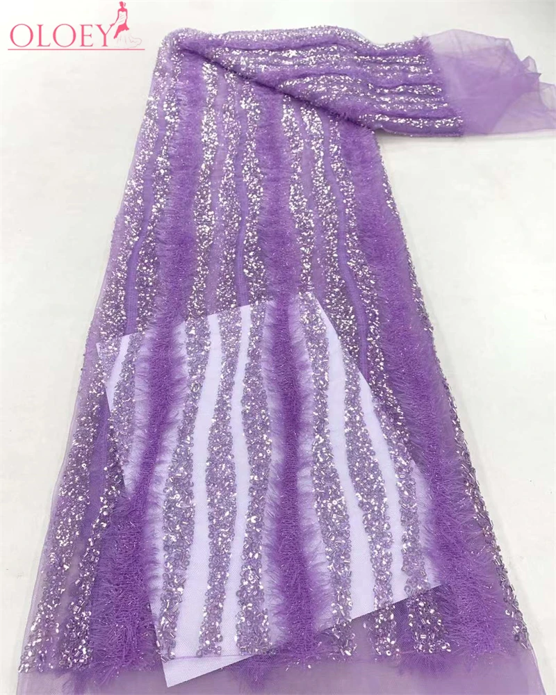 

Fashion French Mesh Woolen Thread Embroidery Beaded Lace Fabric African Nigerian Sequins Lace Fabric For Wedding Dress