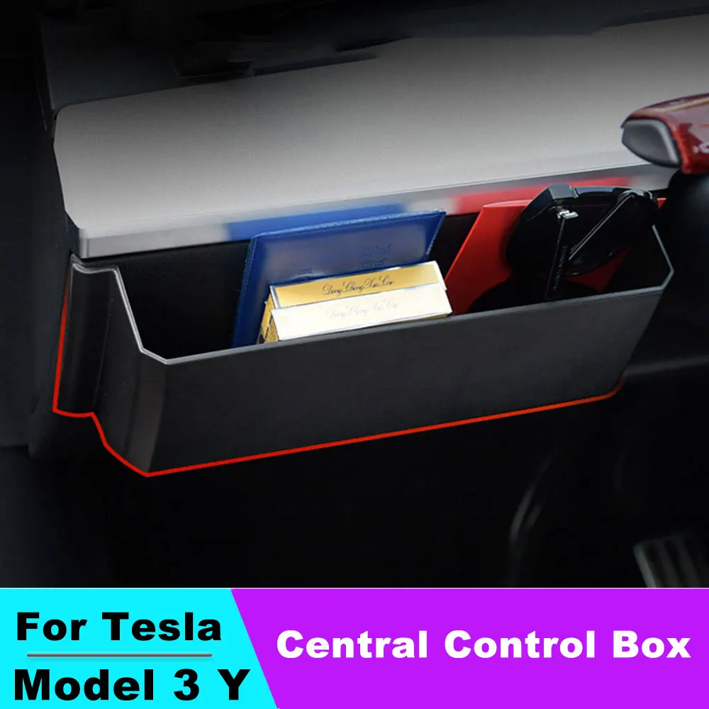 

For Tesla Model 3 Model Y Under Steering Wheel Central Control Box Cell Phones Clutter Storage Organizer Interior Accessories