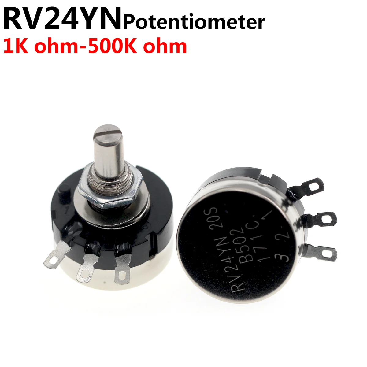 Потенциометр RV24, 5 шт., потенциометр RV24YN20S B102 B202 B502 B103 B203 B503 B104 B204 B254 B504 B105 500R 1K 2K 5K 10K 20K 50K 100K 250K 1M