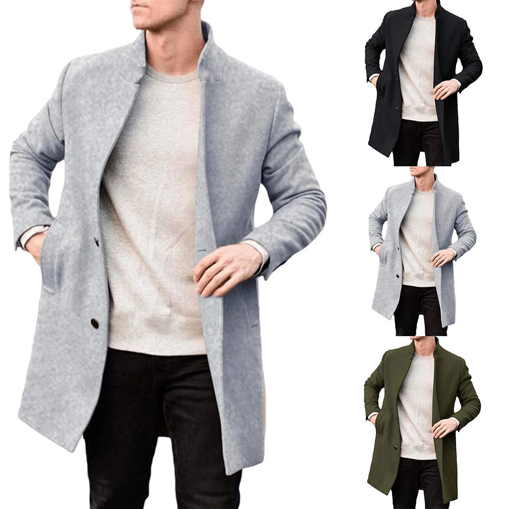 Повседневный мужской плащ для прогулок приталенная ветровка зимний новый сорт