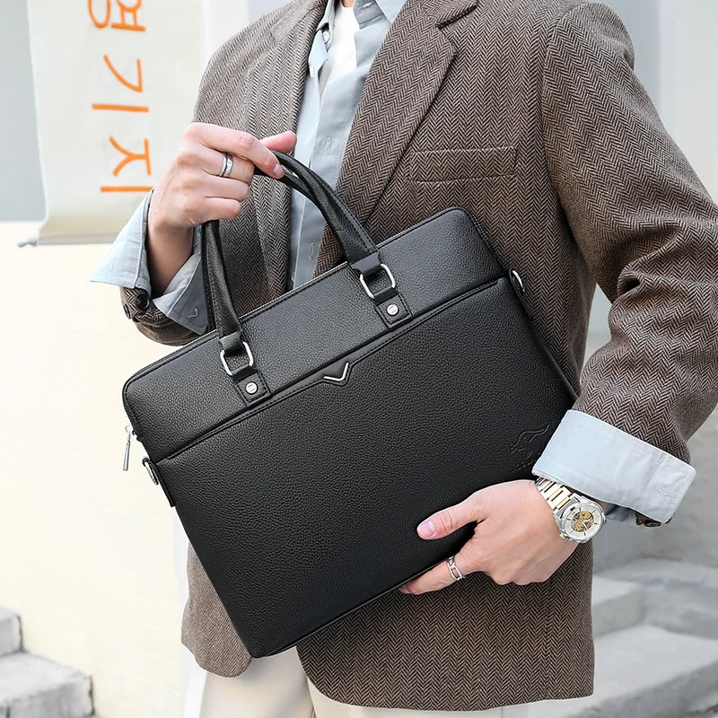 

high quality luxury brand Business leather travel hands Cheap kangaroo briefcase Computer Simple diagonal single shoulder men's