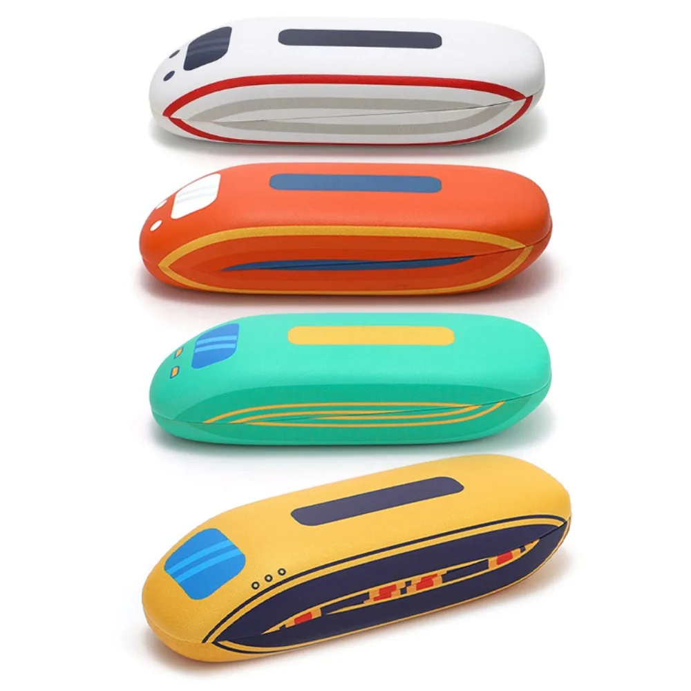 Портативный чехол для очков в форме поезда из искусственной кожи забавный