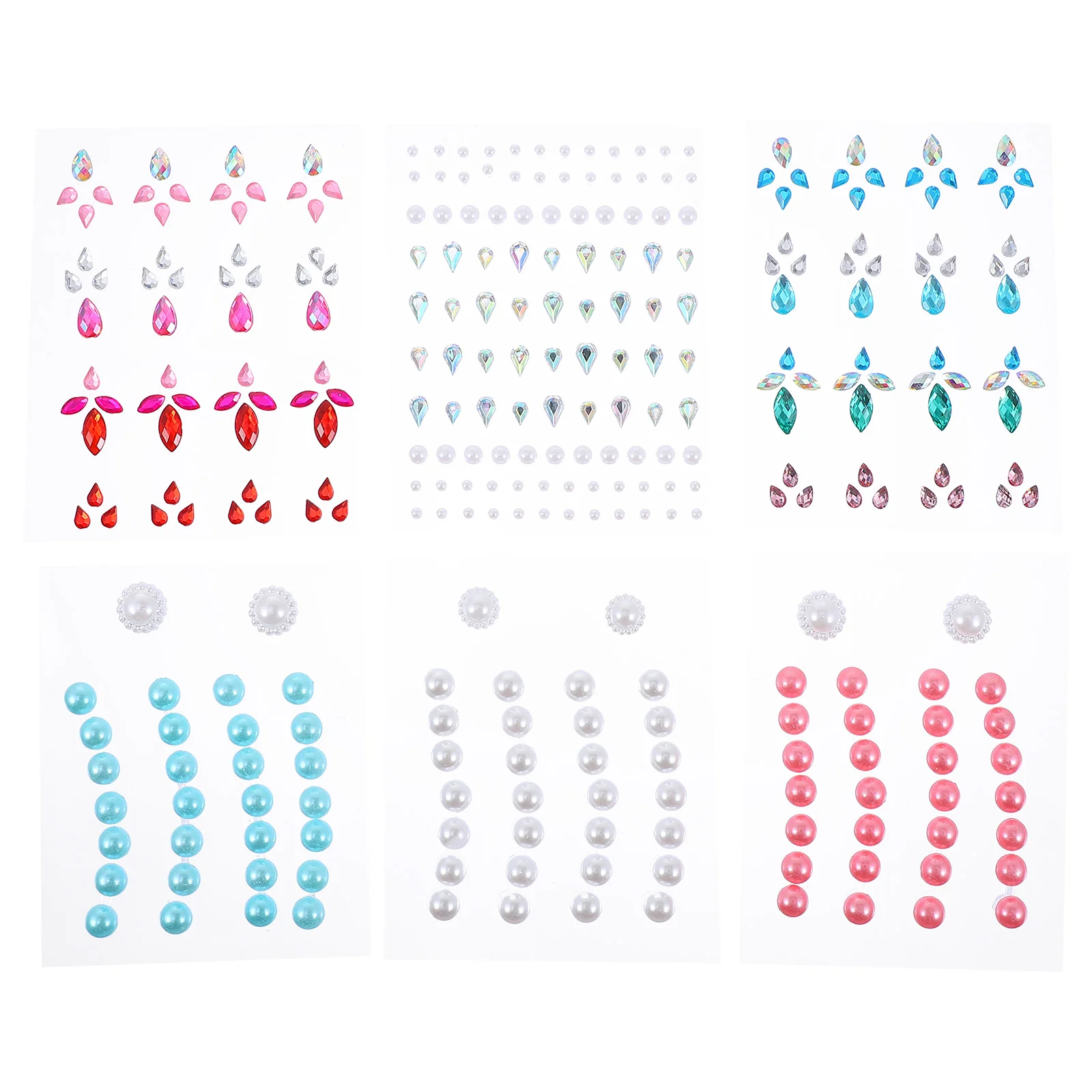 

6 Sheets Eyebrow Stickers Makeup Gems Nail Jewels Decoration Resin Manicure