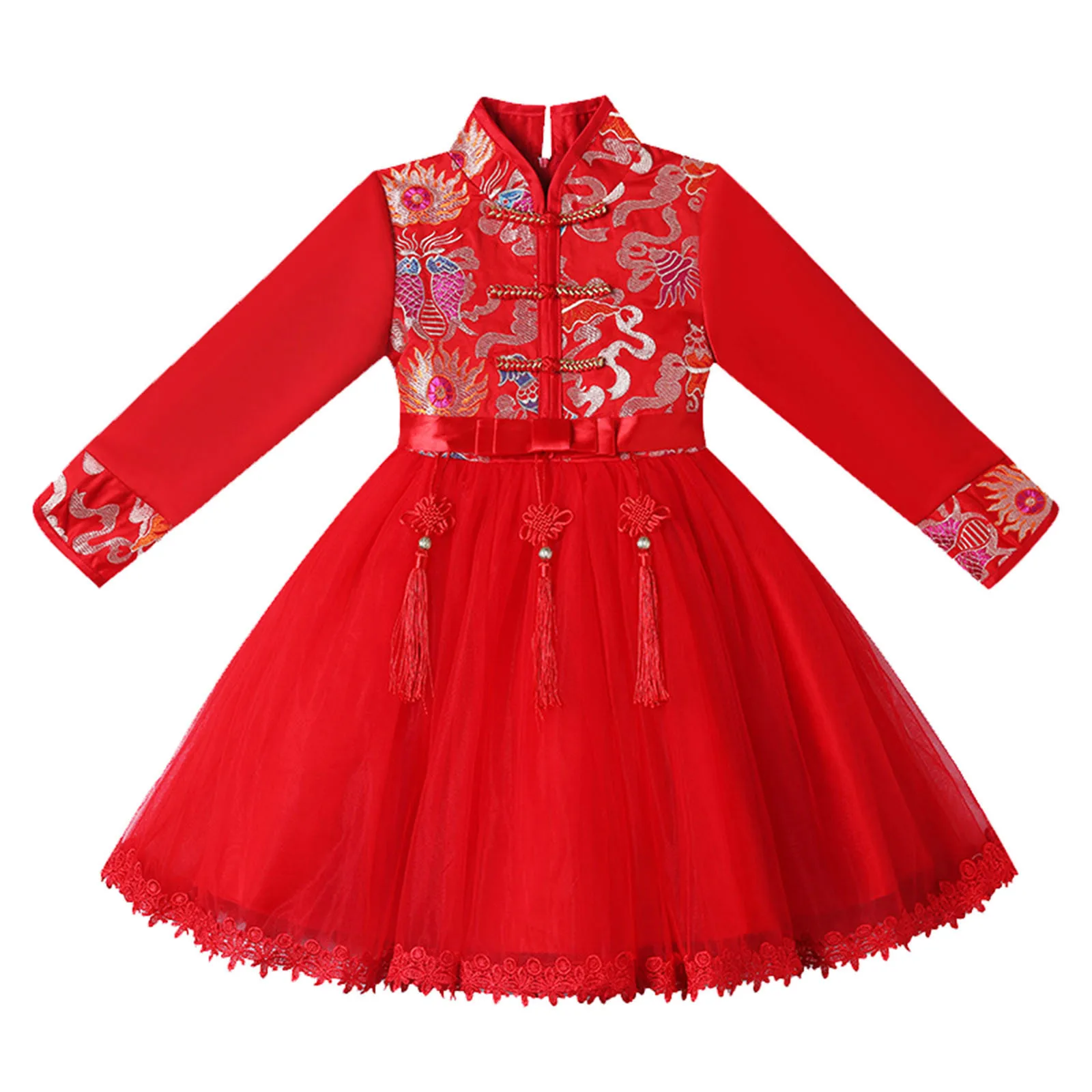 

Chinese Thick Baby Clothes Year Warm Tang Toddler Princess Girls Dresses Suit Kids Girls Dresses Big Sister Dress