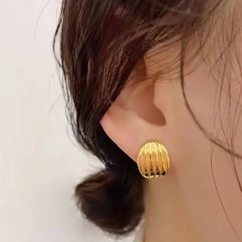 

ZHIXI Real 18K Gold Earrings Fine Jewelry Pure Au750 Yellow Gold 5D luxury Brand Party Gift For Women Shell E606