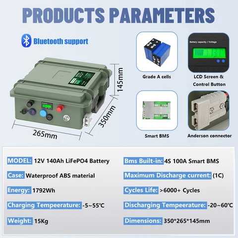 Bluetooth LiFePO4 аккумулятор 12В 200Ач 2560Втч для лодки