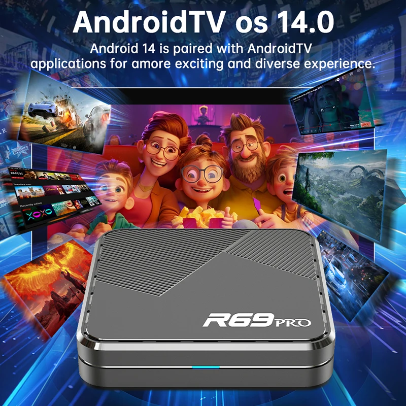 Фото R69 PRO Ultra HD 8K ТВ-приставка Android 14 Allwinner H728 WiFi 6 1000M LAN Bluetooth 5.0 Медиаплеер для домашнего кинотеатра Smart TV Box №2