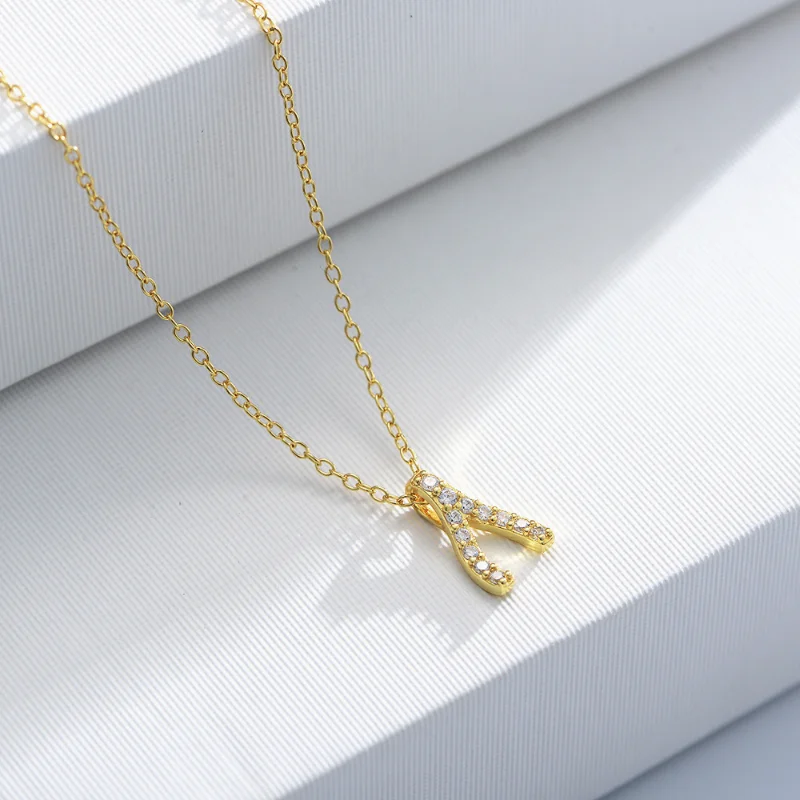 

S925 Sterling Silver Geometric Herringbone Pendant Wishbone Gold Chain Women's Light Luxury Jewelry Party Engagement Gift